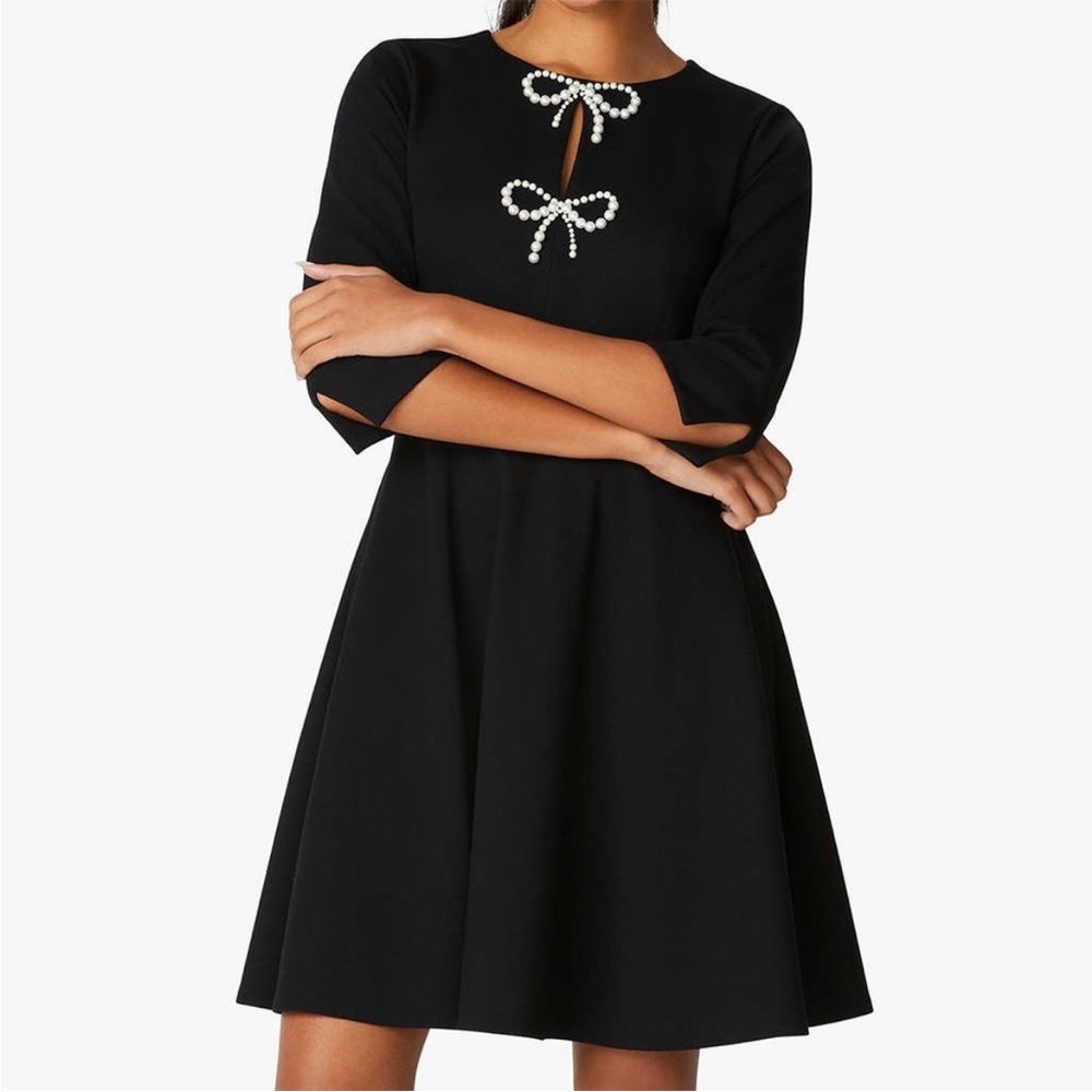 Kate Spade Pearl Bow Ponte Dress, Black size Medium M